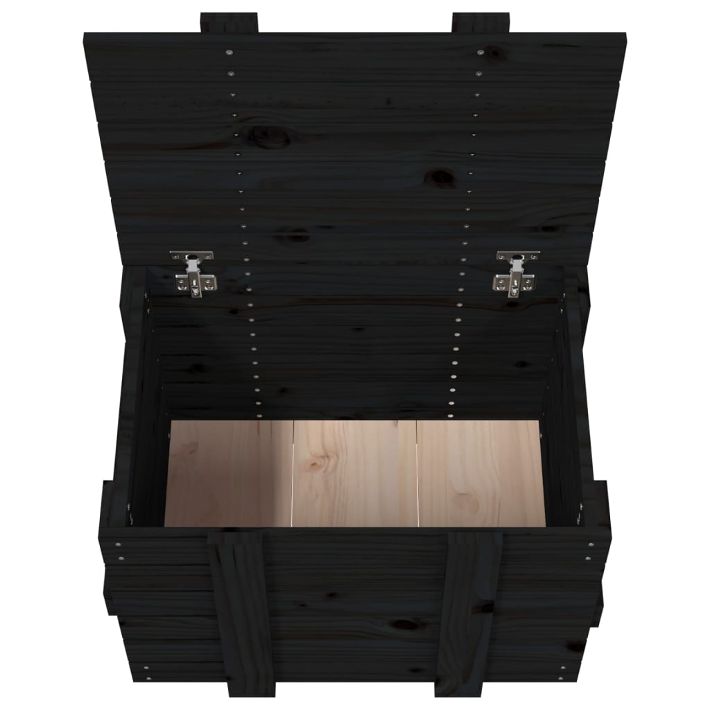 Truhe 58X40,5X42 Cm Massivholz Kiefer Schwarz