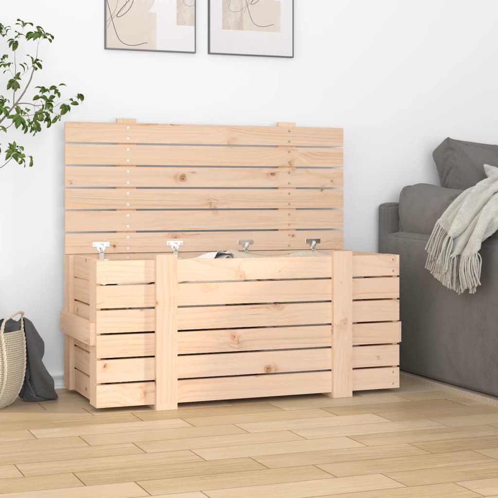 Truhe 58X40,5X42 Cm Massivholz Kiefer Natur