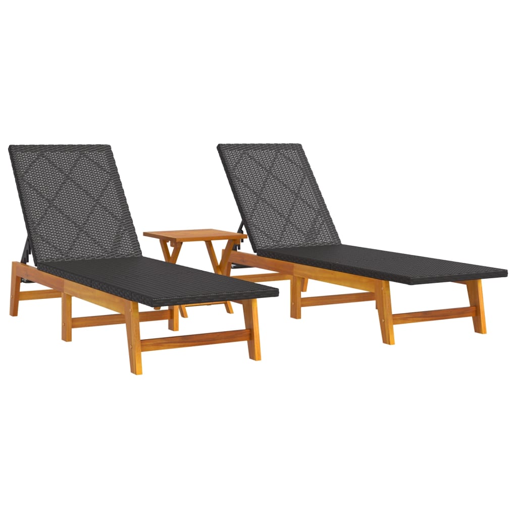 3-Tlg. Garten-Lounge-Set Poly Rattan & Massivholz Akazie