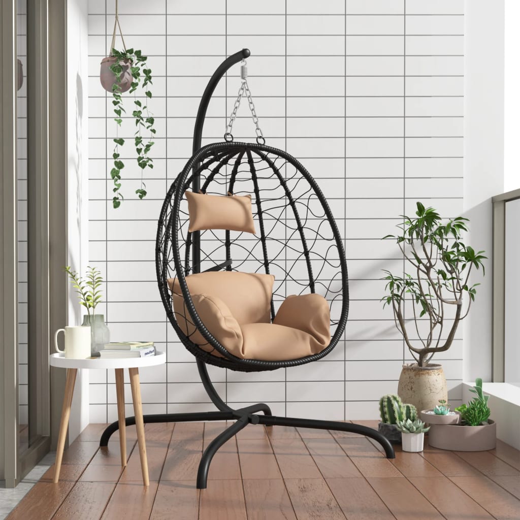 Hängesessel Mit Kissen Poly Rattan & Stahl