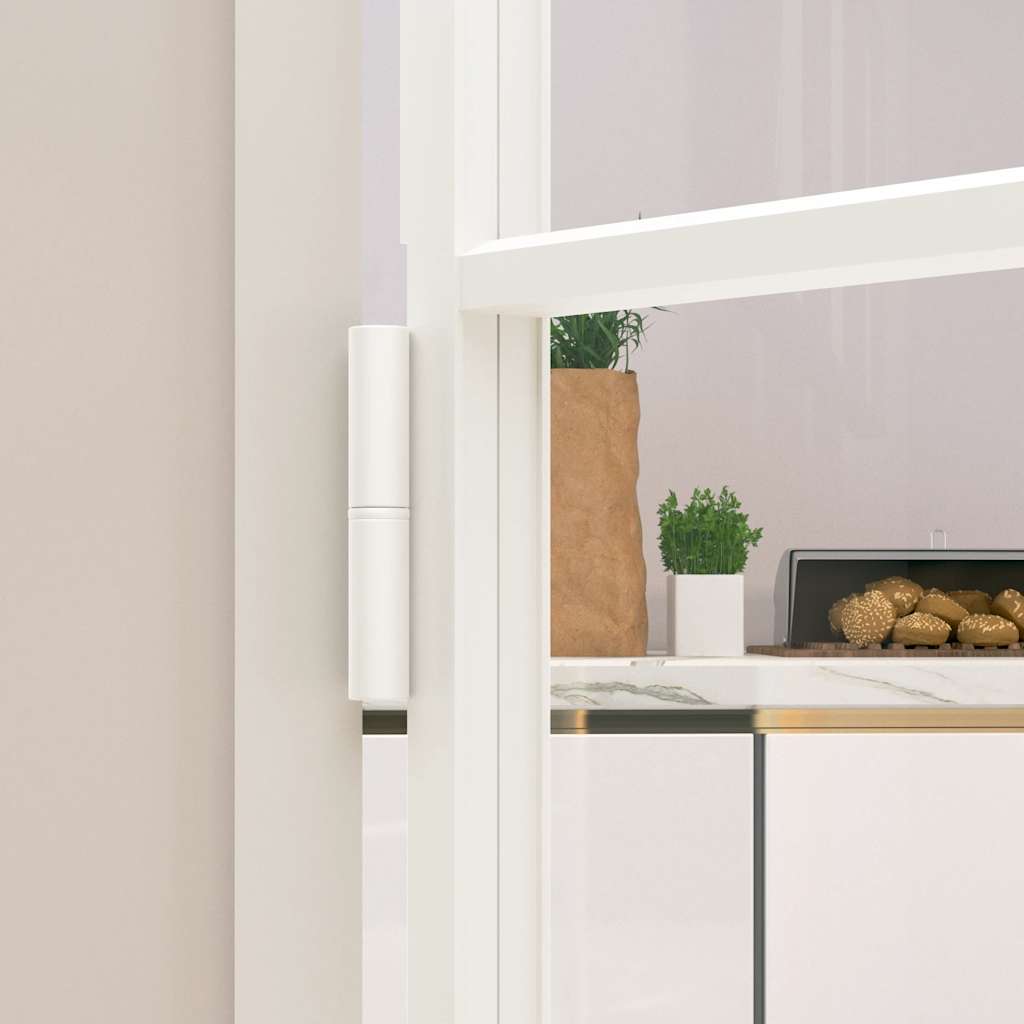 Innentür Weiß 83X201,5 Cm Hartglas & Aluminium Schlank Weiß Und Transparent