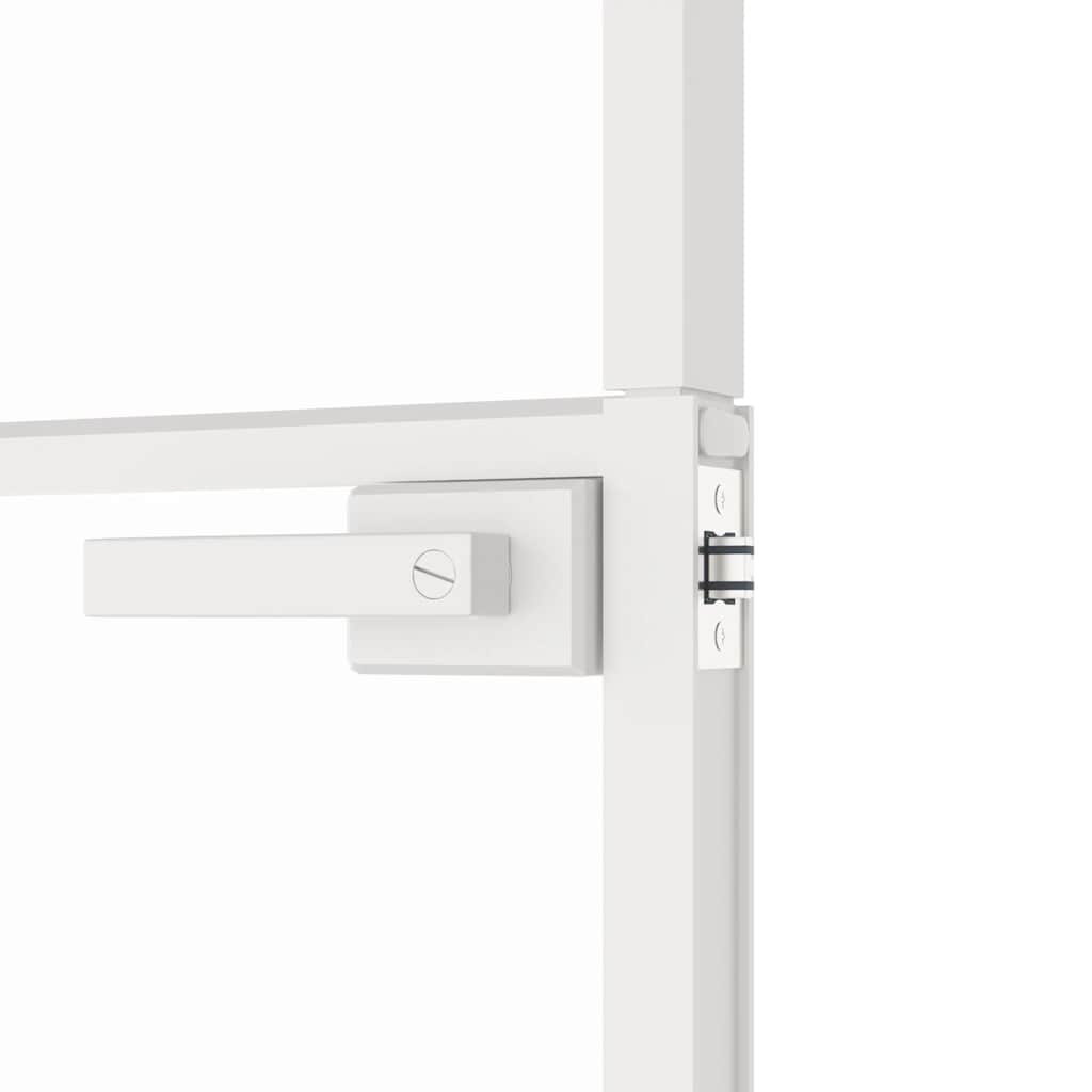 Innentür Weiß 83X201,5 Cm Hartglas & Aluminium Schlank Weiß Und Transparent