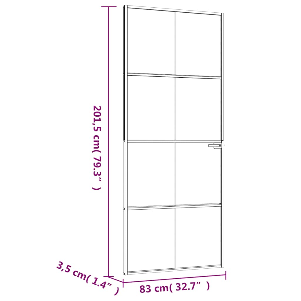 Innentür Weiß 83X201,5 Cm Hartglas & Aluminium Schlank Weiß Und Transparent