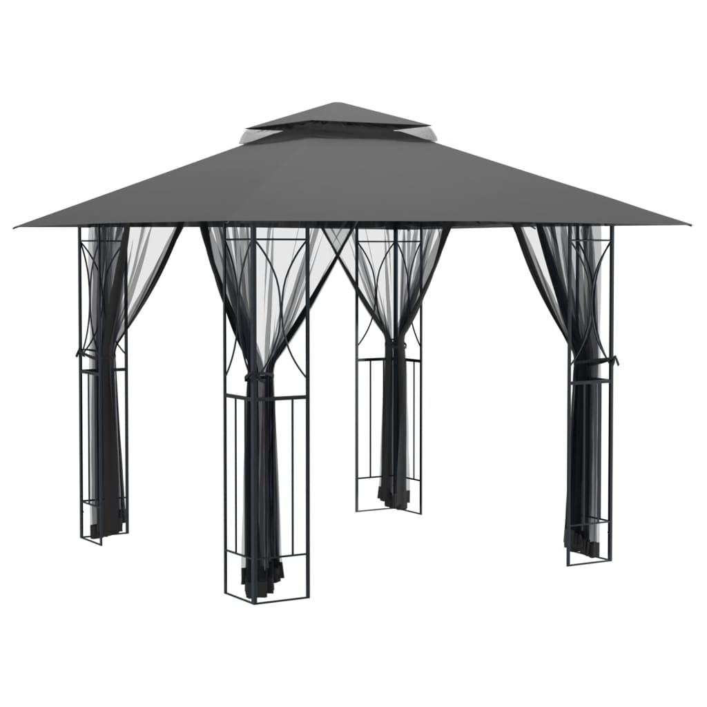 Pavillon Mit Seitenwänden Anthrazit Stahl