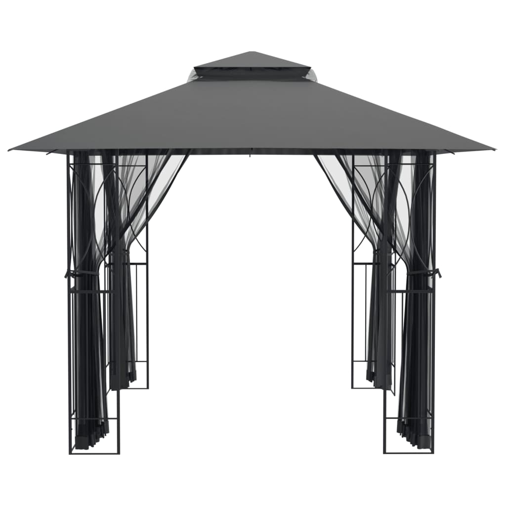 Pavillon Mit Seitenwänden Anthrazit Stahl