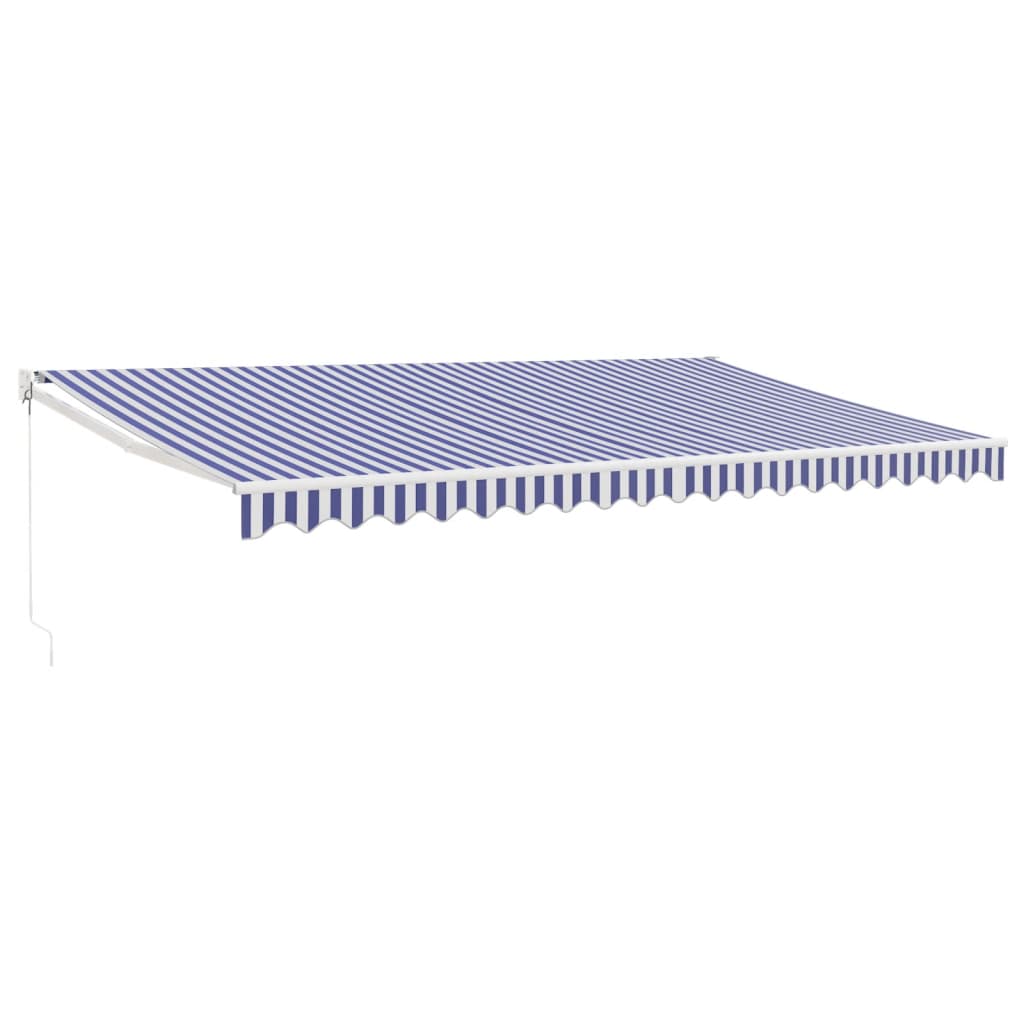 Markise Einziehbar Blau Und Weiß Stoff Und Aluminium