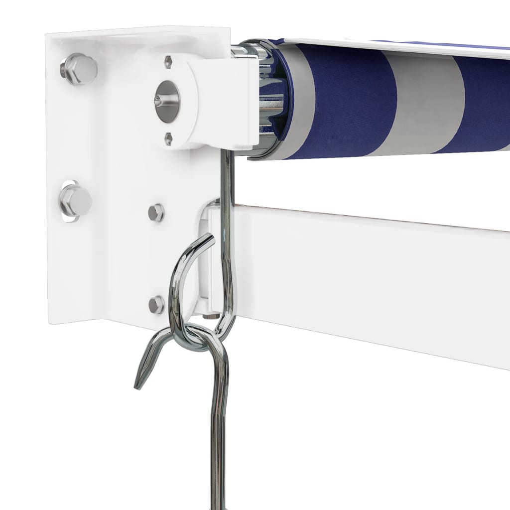 Markise Einziehbar Blau Und Weiß Stoff Und Aluminium