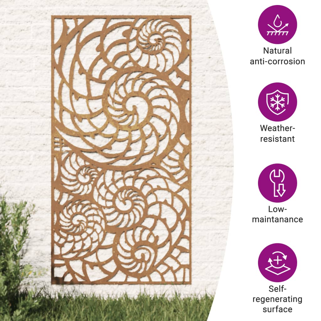 Garten-Wanddeko 105X55 Cm Cortenstahl Muschel-Design