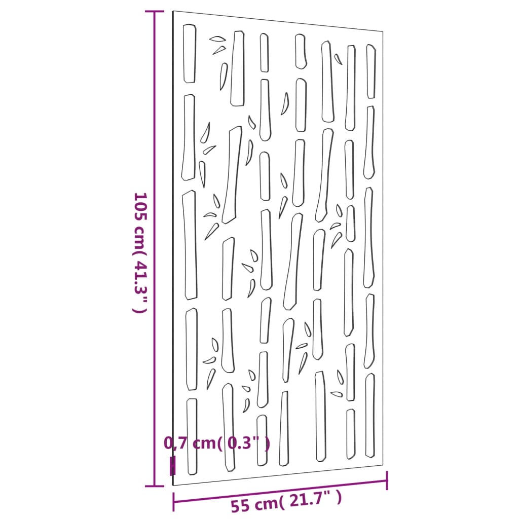 Garten-Wanddeko 105X55 Cm Cortenstahl Bambus-Design