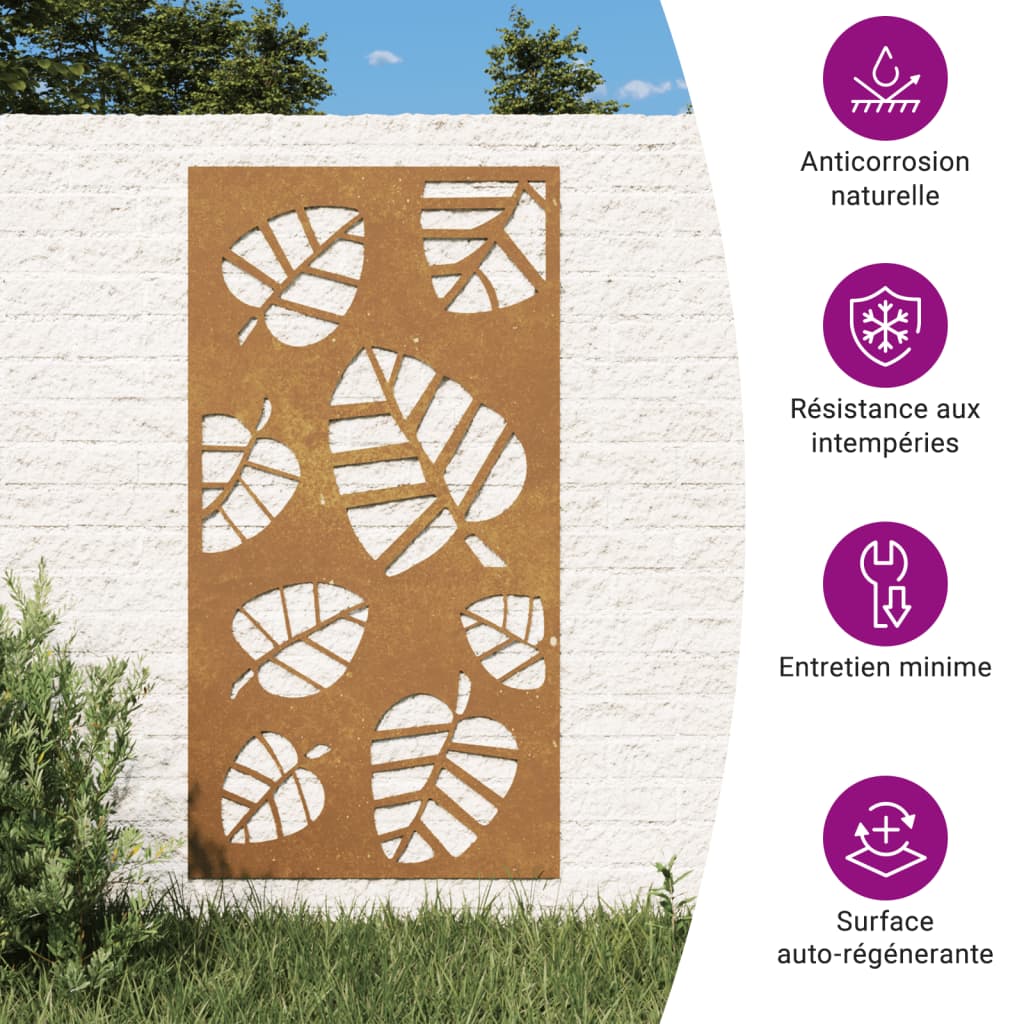 Garten-Wanddeko 105X55 Cm Cortenstahl Blatt-Design