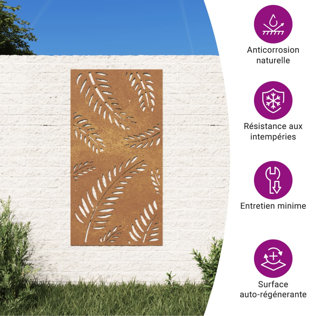 Garten-Wanddeko 105X55 Cm Cortenstahl Blatt-Design
