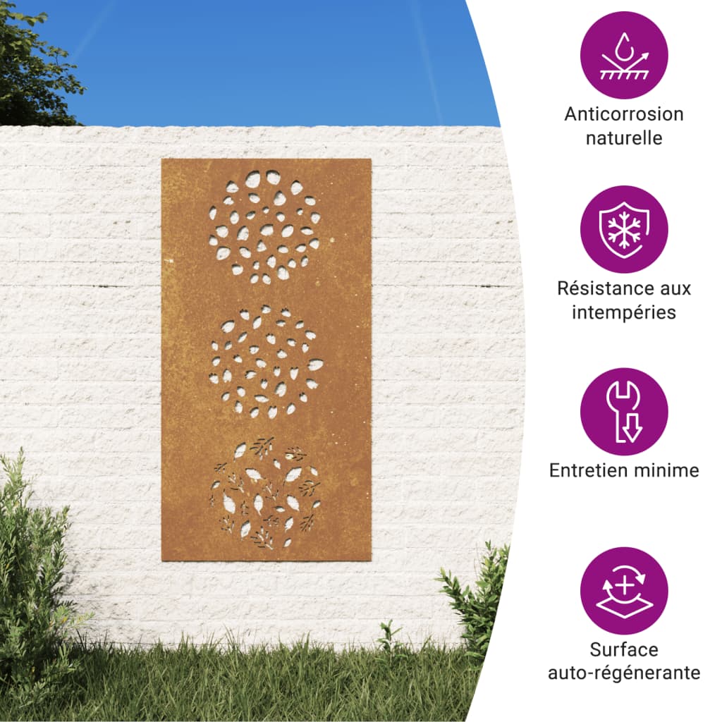 Garten-Wanddeko 105X55 Cm Cortenstahl Blatt-Design