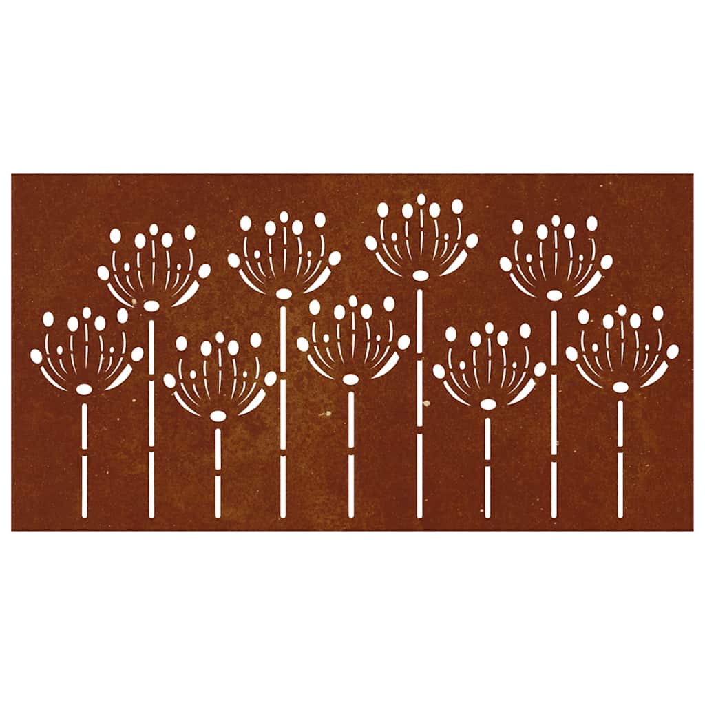 Garten-Wanddeko 105X55 Cm Cortenstahl Blumen-Design