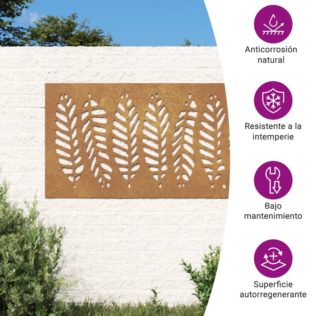 Garten-Wanddeko 105X55 Cm Cortenstahl Blatt-Design