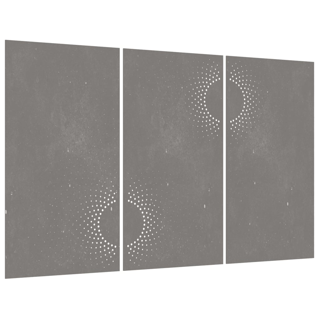 3-Tlg. Garten-Wanddeko 105X55 Cm Cortenstahl Sonnen-Design