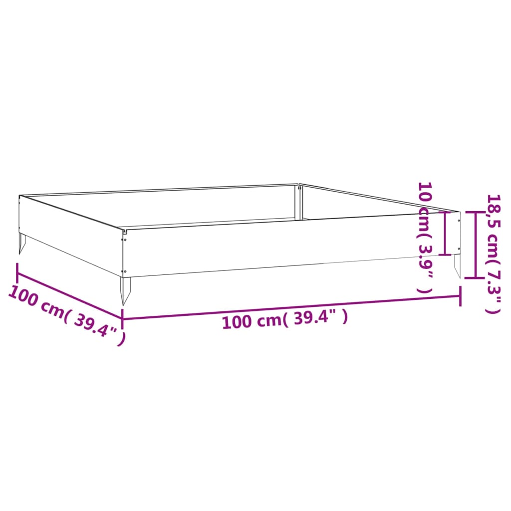 Hochbeet 100X100X18,5 Cm Witterungsbeständiger Stahl/Braun