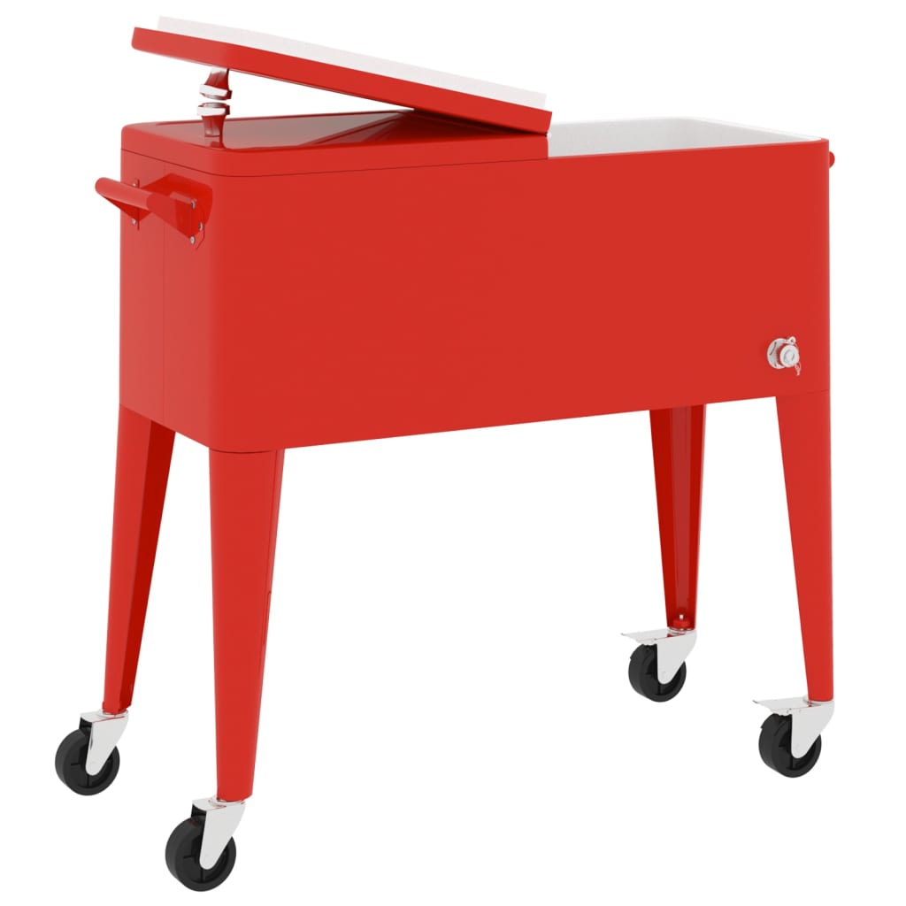 Kühlwagen Mit Rollen Rot 92X43X89 Cm