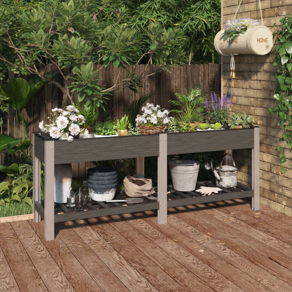 Garten-Hochbeet Mit Ablage Wpc Grau