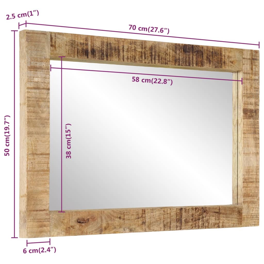 Spiegel 70X50 Cm Massivholz Mango Und Glas
