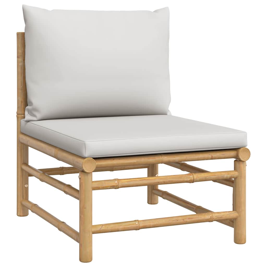 3-Tlg. Garten-Lounge-Set Mit En Kissen Bambus