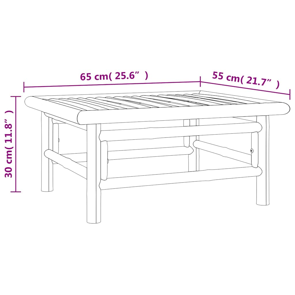 3-Tlg. Garten-Lounge-Set Mit En Kissen Bambus