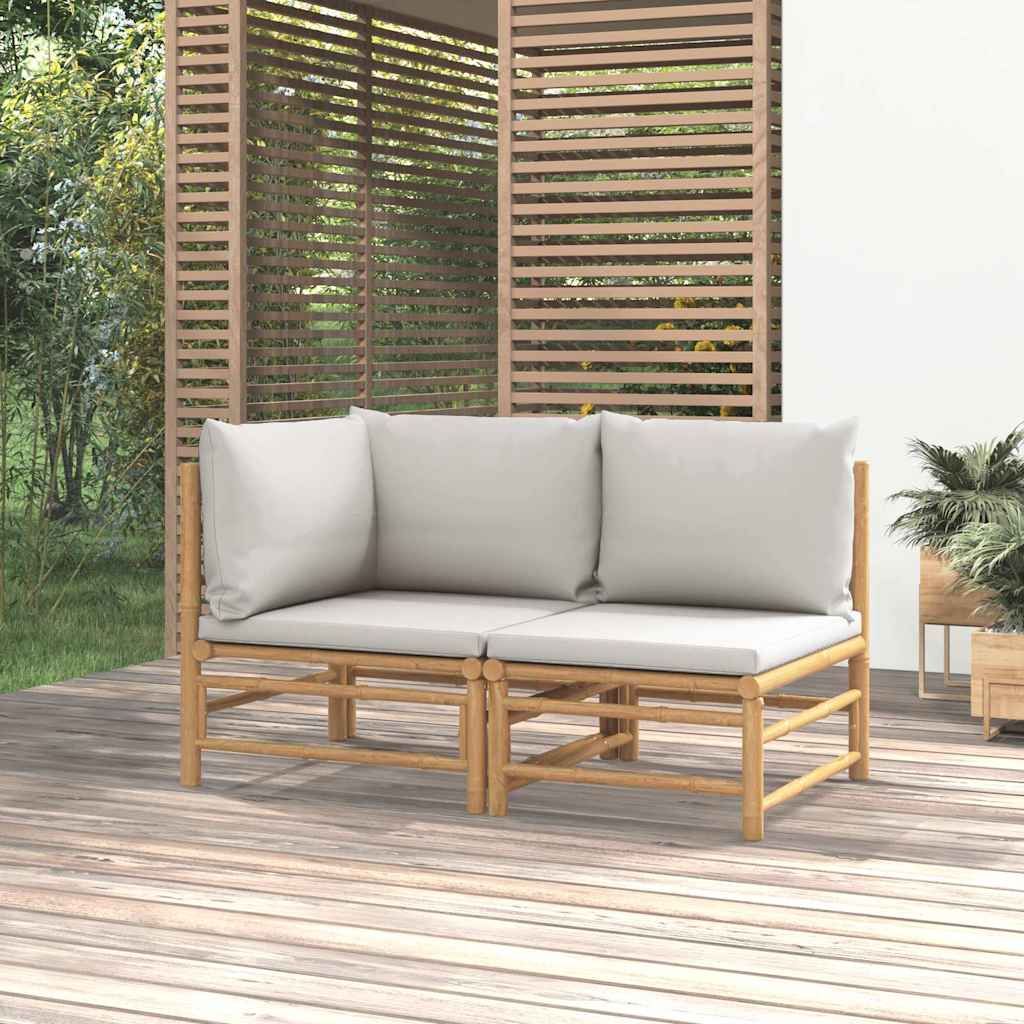 3-Tlg. Garten-Lounge-Set Mit En Kissen Bambus