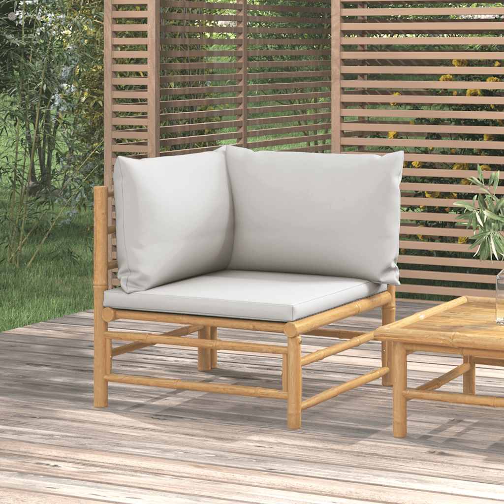 3-Tlg. Garten-Lounge-Set Mit En Kissen Bambus