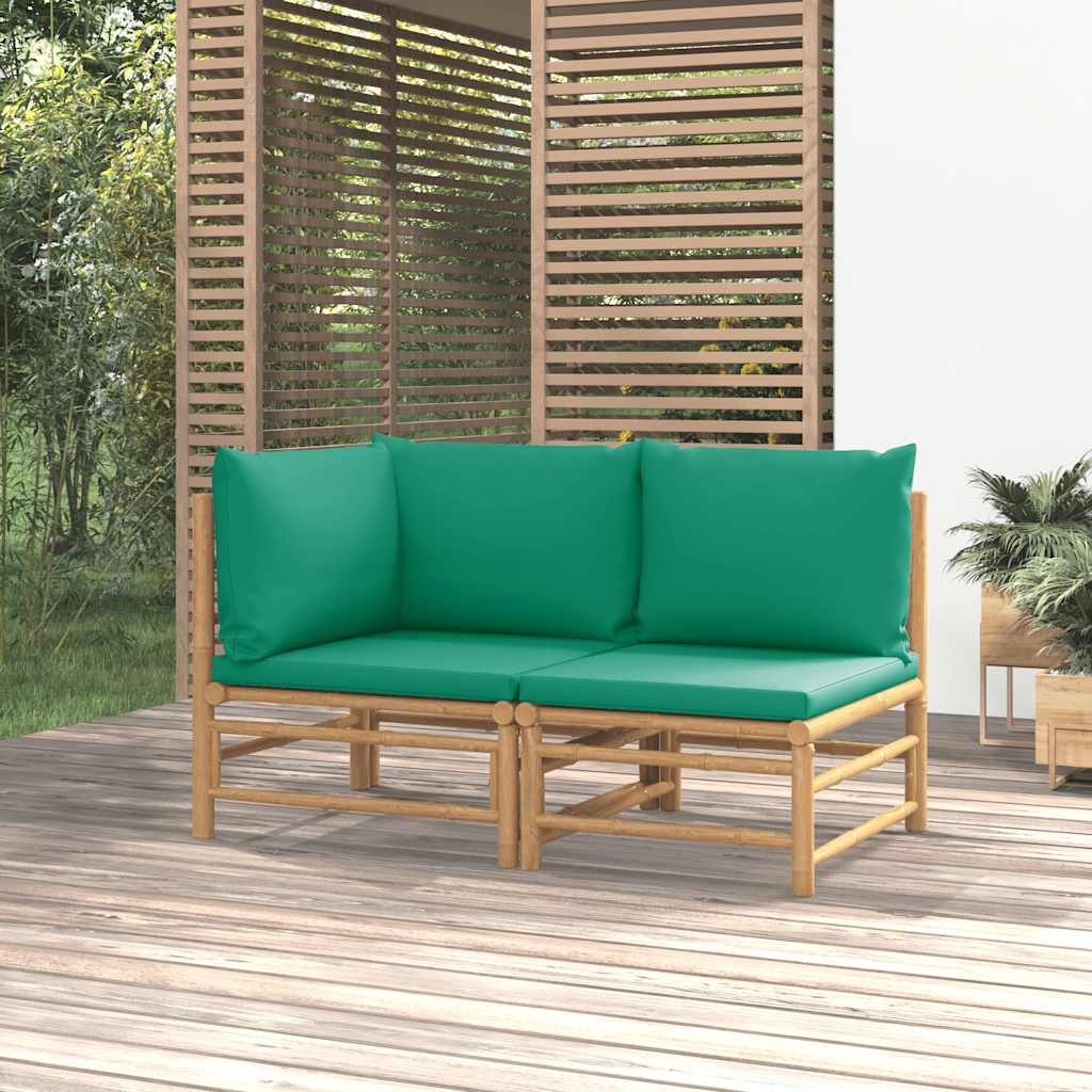 3-Tlg. Garten-Lounge-Set Mit En Kissen Bambus