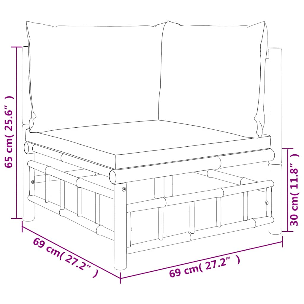 2-Tlg. Garten-Lounge-Set Mit Weißen Kissen Bambus