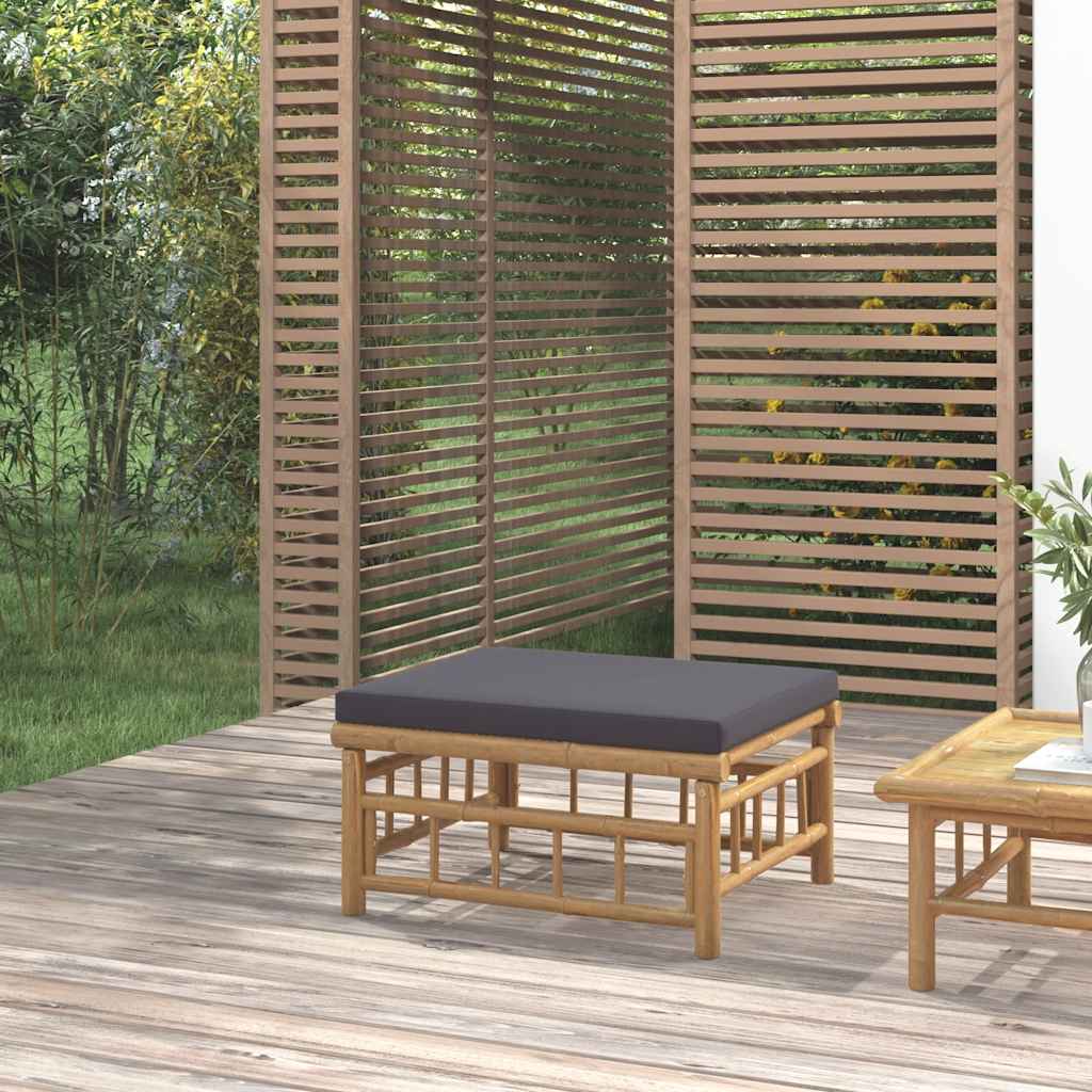 2-Tlg. Garten-Lounge-Set Mit Weißen Kissen Bambus