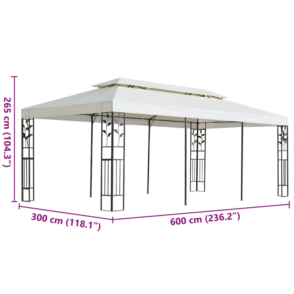 Pavillon Mit Doppeldach Weiß 6X3 M Stahl