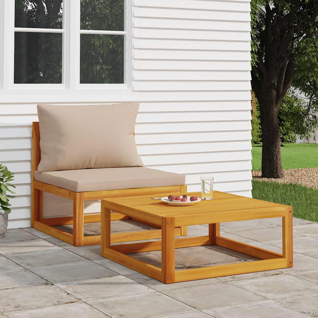 3-Tlg. Garten-Lounge-Set Mit Kissen Massivholz Akazie