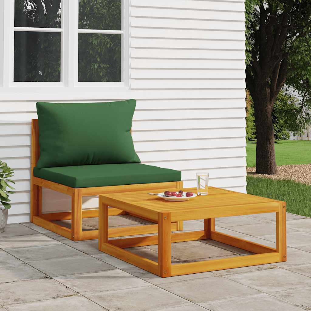3-Tlg. Garten-Lounge-Set Mit Kissen Massivholz Akazie
