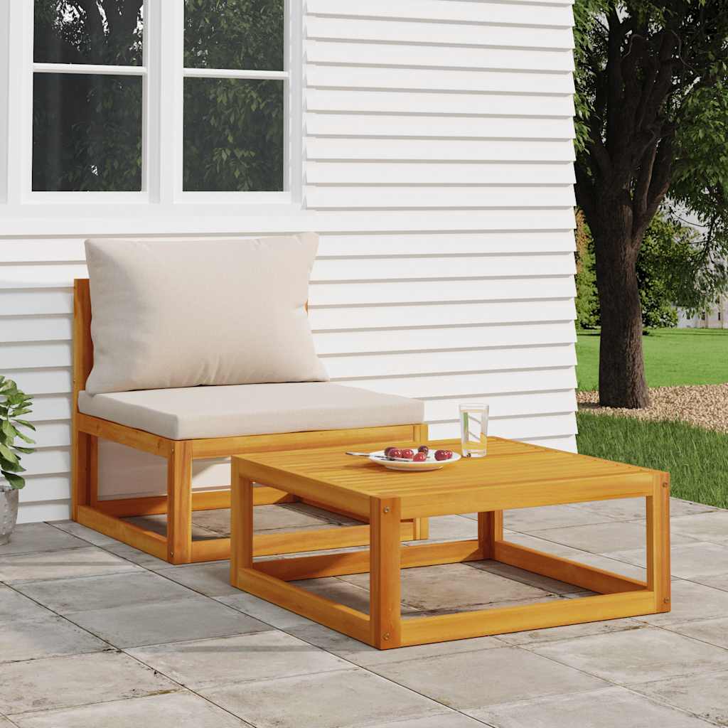 3-Tlg. Garten-Lounge-Set Mit Kissen Massivholz Akazie