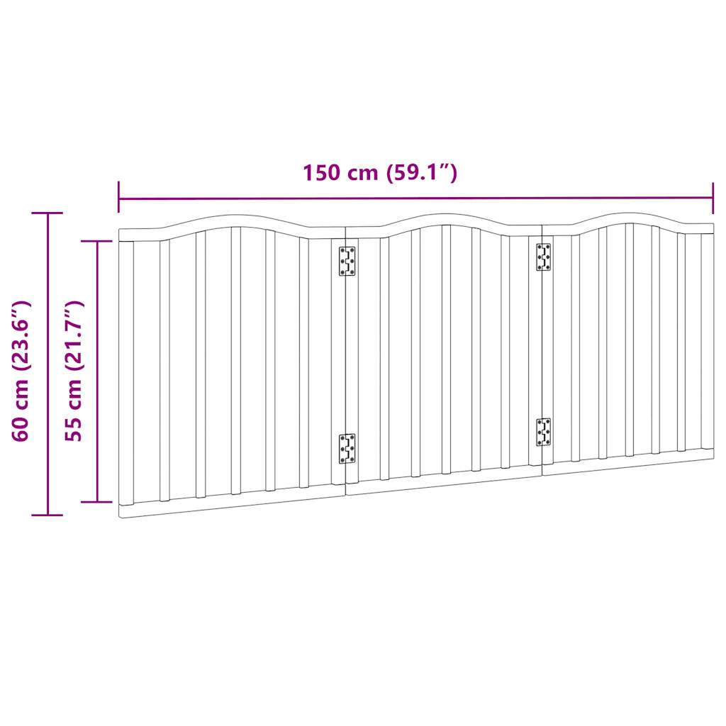 3-Tlg. Hundetor Faltbar 150 Cm Pappelholz