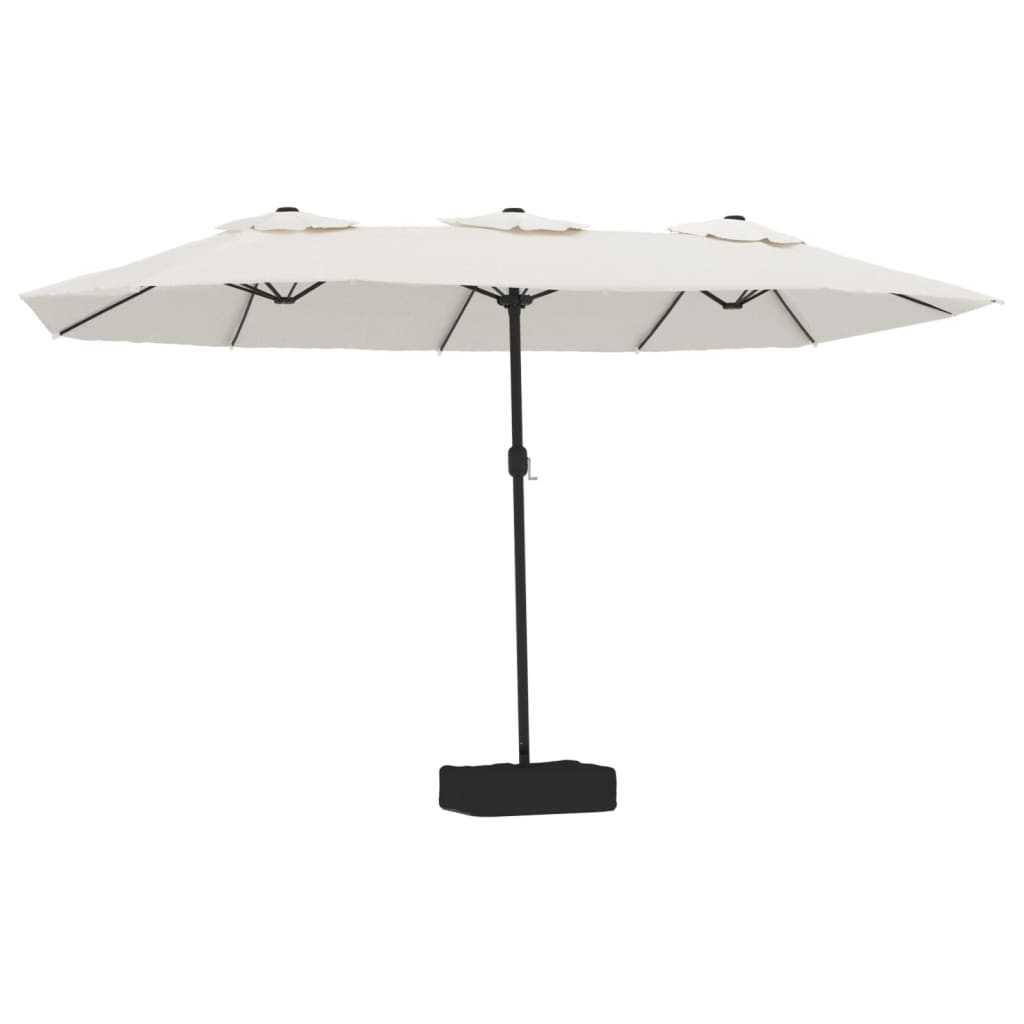 Doppel-Sonnenschirm Mit Led-Leuchten Sand 449X265 Cm