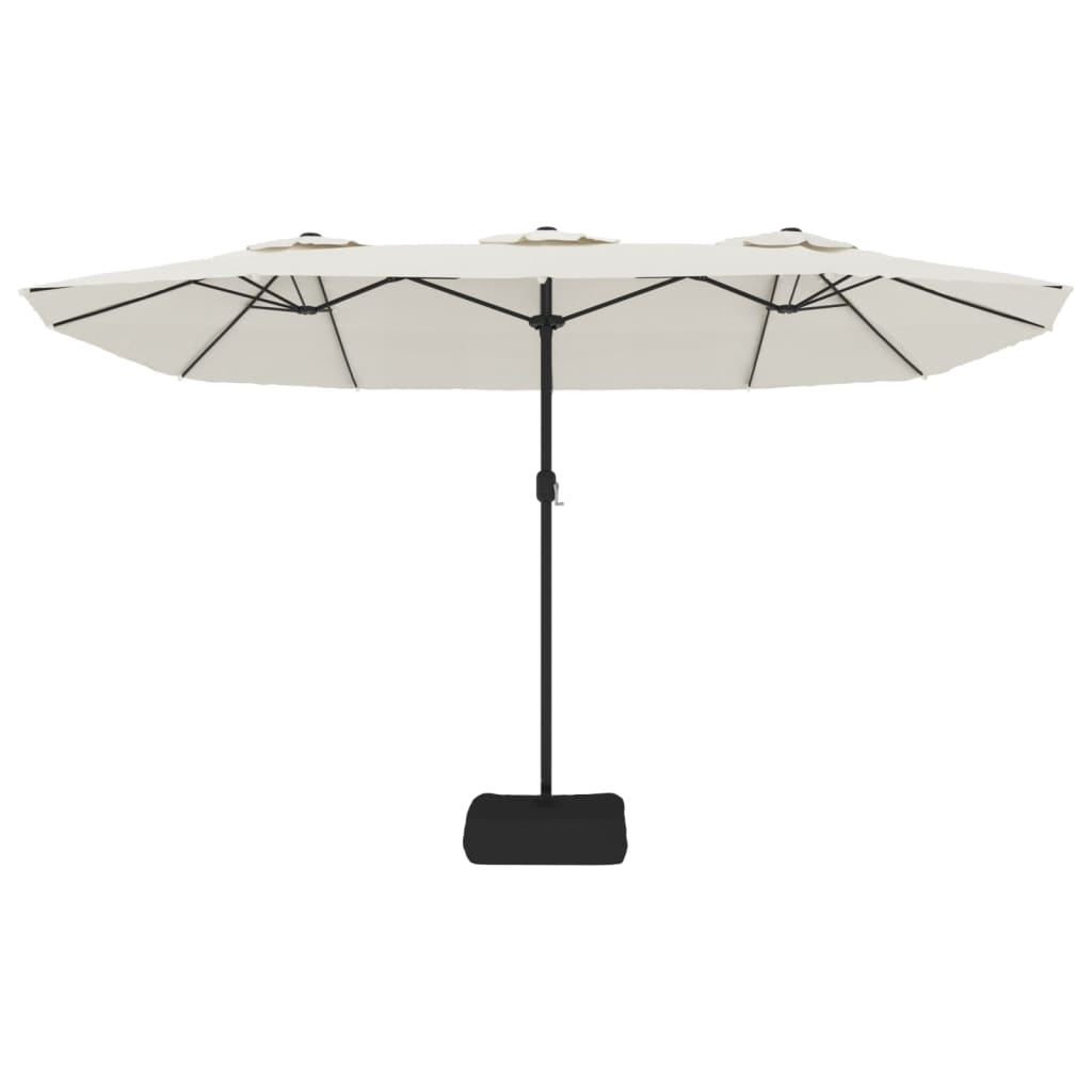 Doppel-Sonnenschirm Mit Led-Leuchten Sand 449X265 Cm