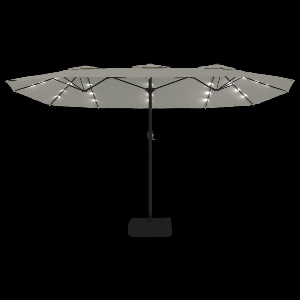 Doppel-Sonnenschirm Mit Led-Leuchten Sand 449X265 Cm