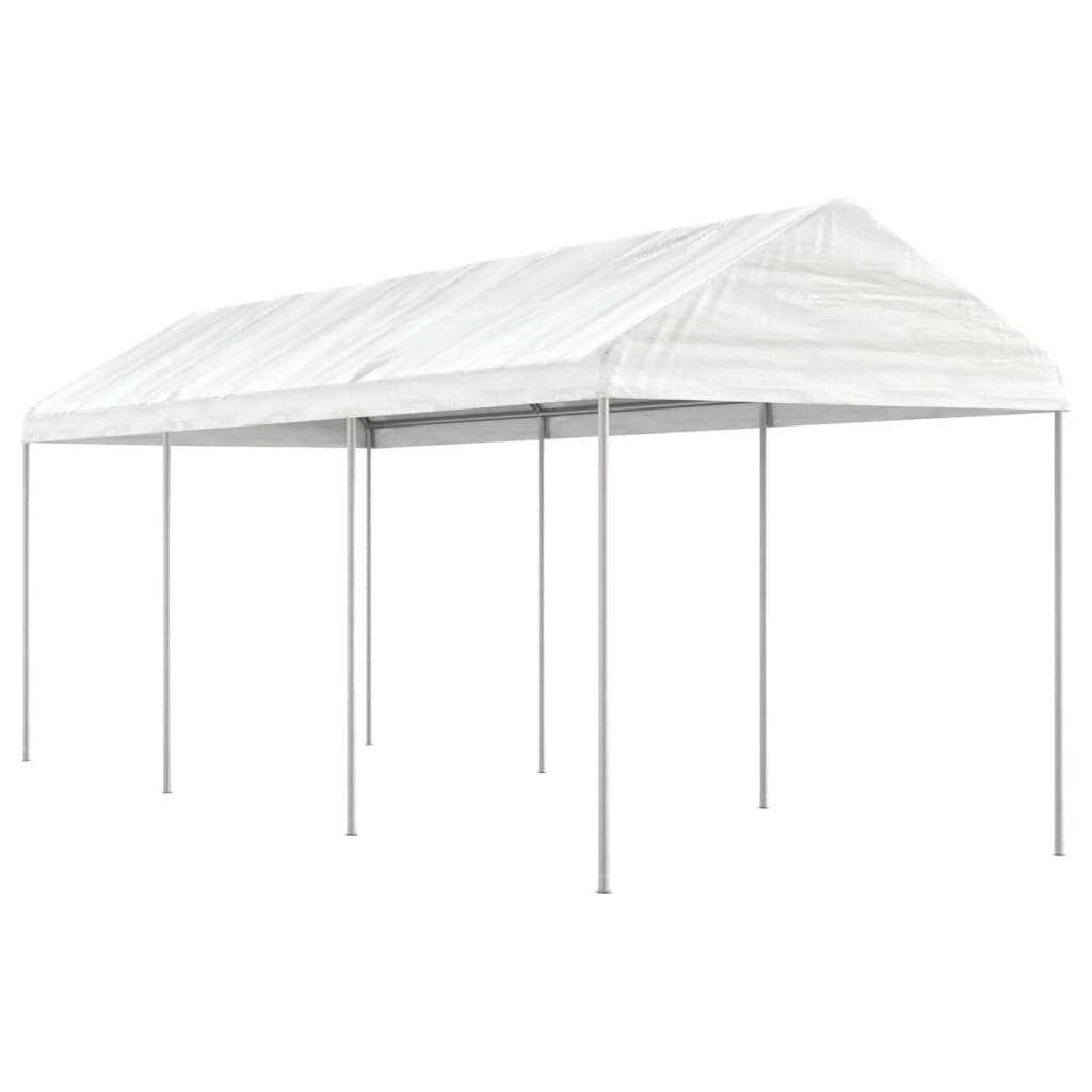 Pavillon Mit Dach Weiß 6,69X2,28X2,69 M Polyethylen