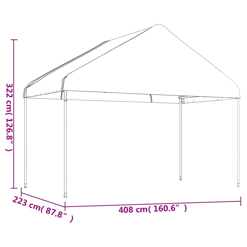 Pavillon Mit Dach Weiß 15,61X4,08X3,22 M Polyethylen