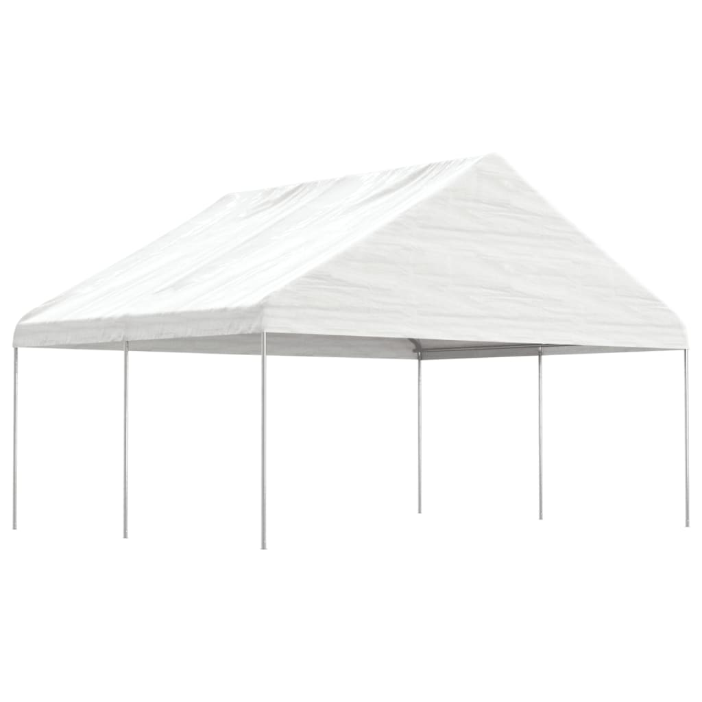 Pavillon Mit Dach Weiß 4,46X5,88X3,75 M Polyethylen