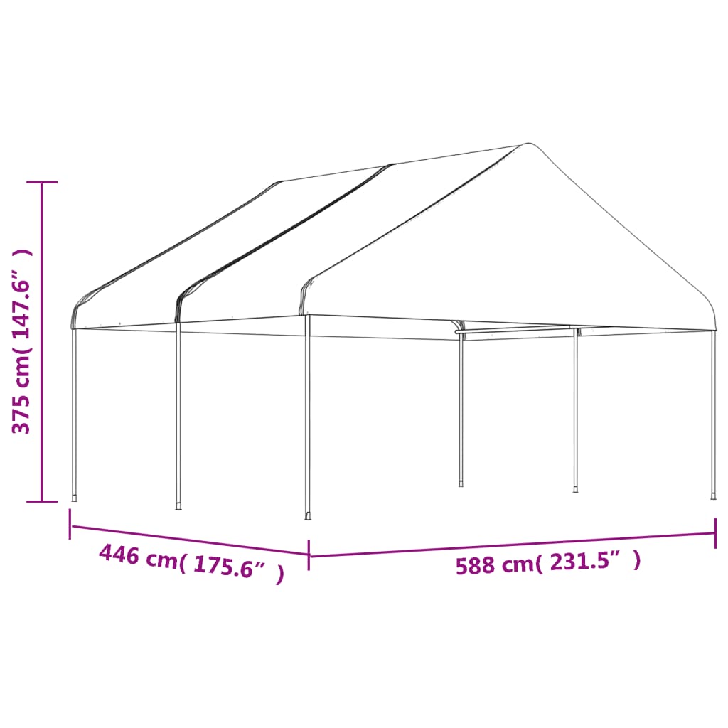 Pavillon Mit Dach Weiß 4,46X5,88X3,75 M Polyethylen