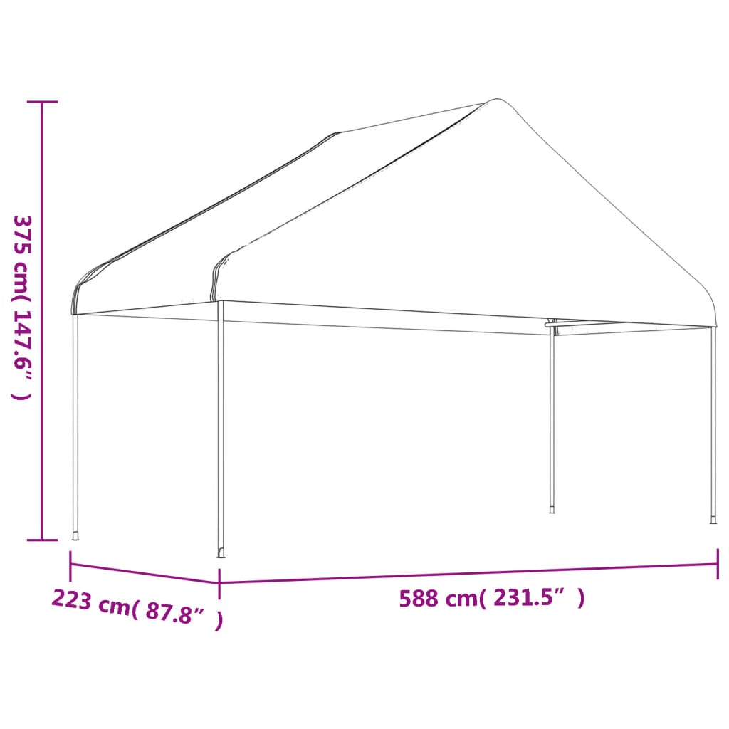 Pavillon Mit Dach Weiß 4,46X5,88X3,75 M Polyethylen