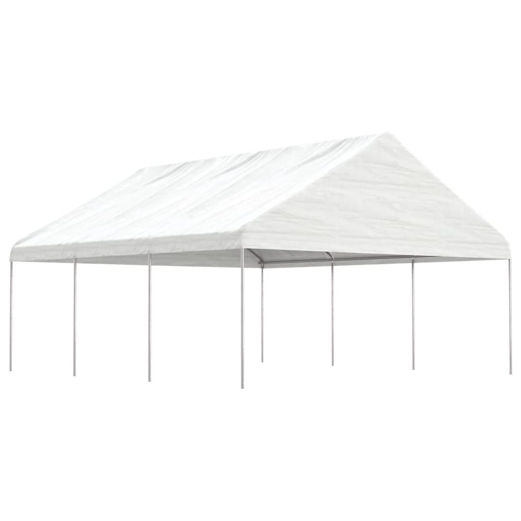 Pavillon Mit Dach Weiß 4,46X5,88X3,75 M Polyethylen