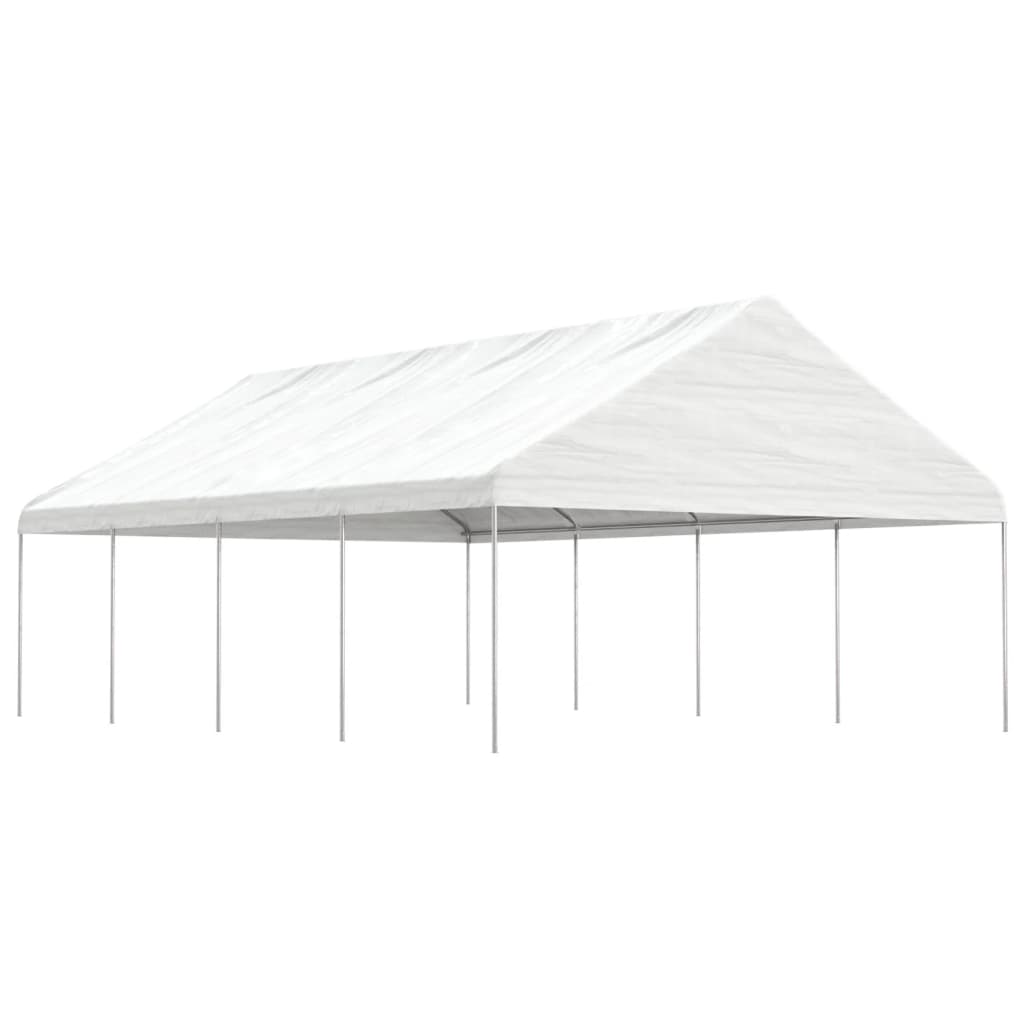 Pavillon Mit Dach Weiß 4,46X5,88X3,75 M Polyethylen