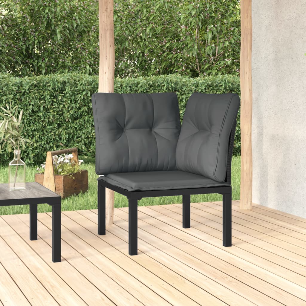 4-Tlg. Garten-Lounge-Set Schwarz Und Grau Poly Rattan