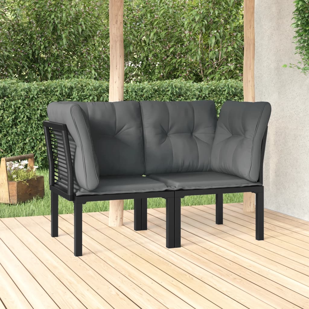 4-Tlg. Garten-Lounge-Set Schwarz Und Grau Poly Rattan