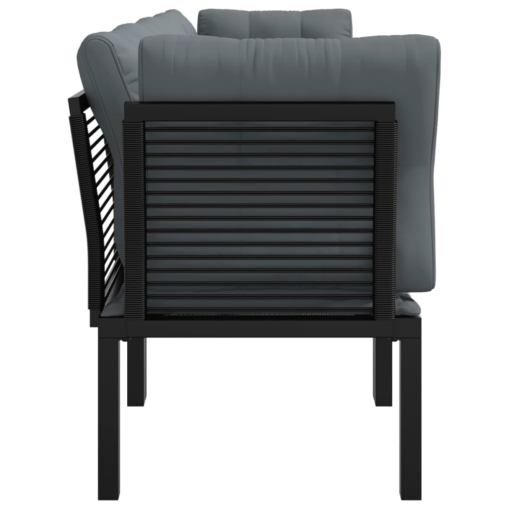 4-Tlg. Garten-Lounge-Set Schwarz Und Grau Poly Rattan