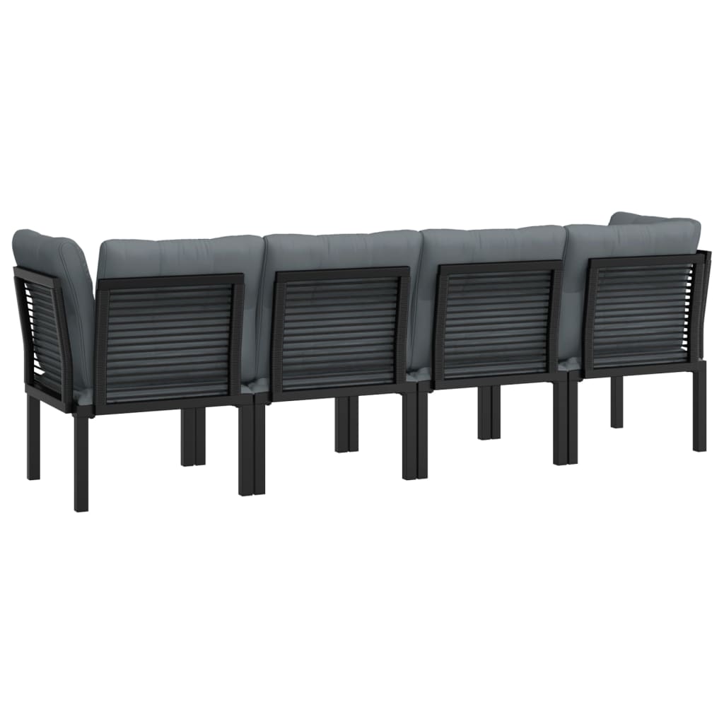 4-Tlg. Garten-Lounge-Set Schwarz Und Grau Poly Rattan