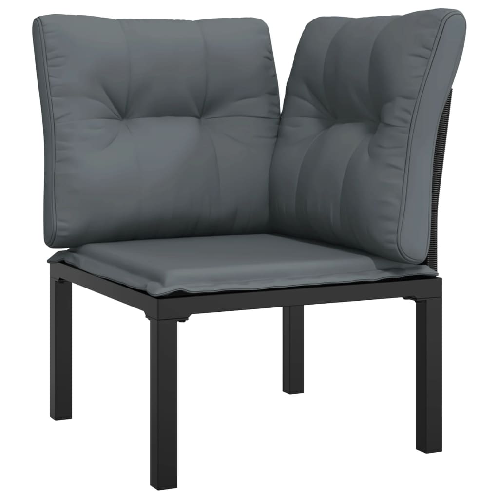 4-Tlg. Garten-Lounge-Set Schwarz Und Grau Poly Rattan